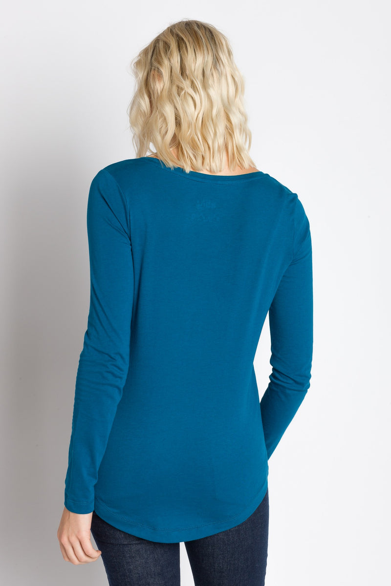 Pamela Long Sleeve Scoop Neck Top Blue