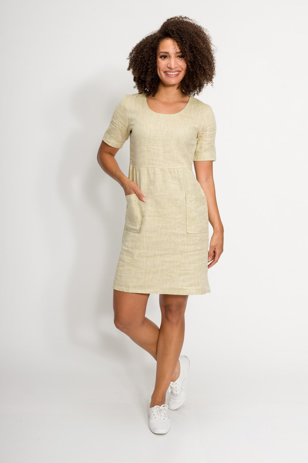 Diana | Women's Linen Smock Dress Leek / XL Diana | Women's Linen Smock Dress Leek / XL