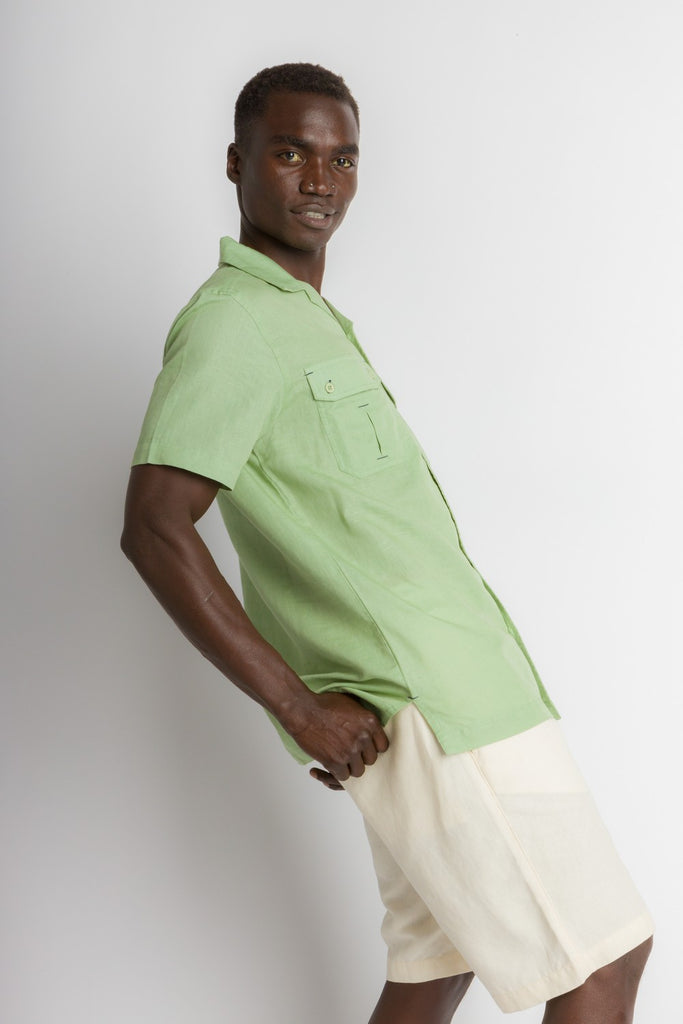 MStar  Men's Linen Cotton Blend Short Sleeve Safari Shirt – Ably Apparel