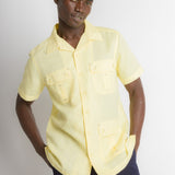MStar | Men's Linen Cotton Blend Short Sleeve Safari Shirt