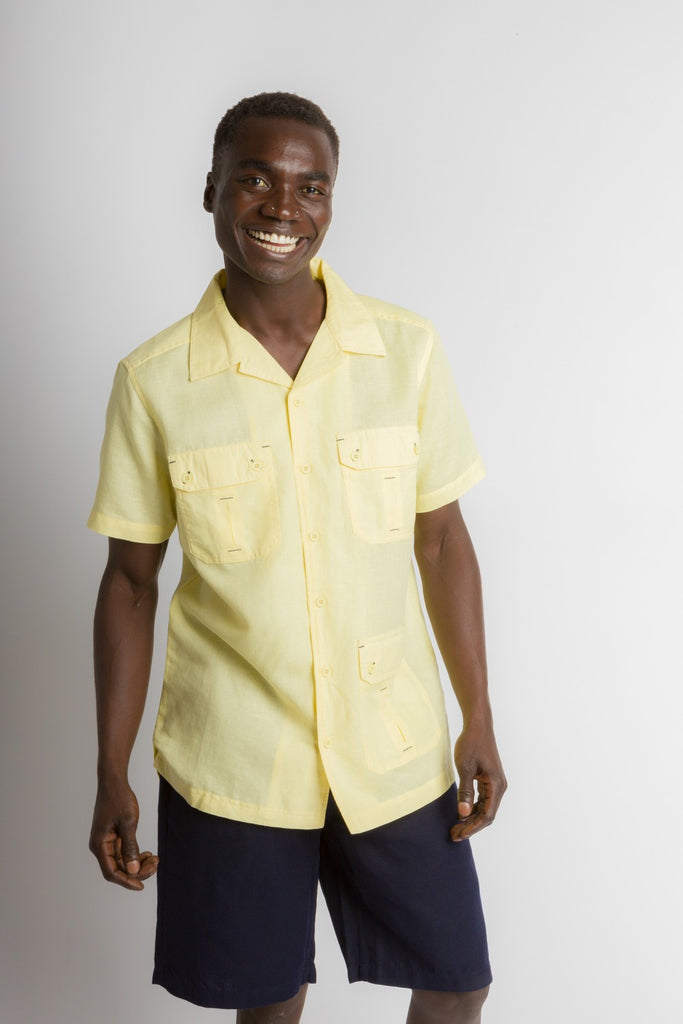 MStar  Men's Linen Cotton Blend Short Sleeve Safari Shirt – Ably Apparel