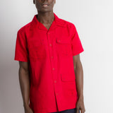 MStar | Men's Linen Cotton Blend Short Sleeve Safari Shirt
