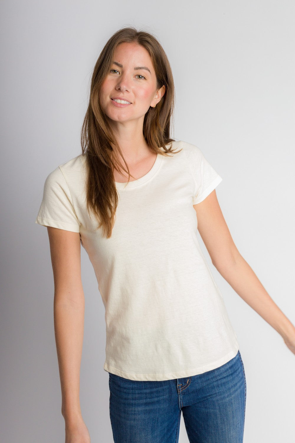 Hope | Women's Anti-Stain Cotton Linen Scoop Bottom Short Sleeve Top