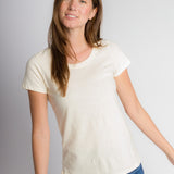 Hope | Women's Anti-Stain Cotton Linen Scoop Bottom Short Sleeve Top