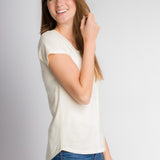 Hope | Women's Anti-Stain Cotton Linen Scoop Bottom Short Sleeve Top