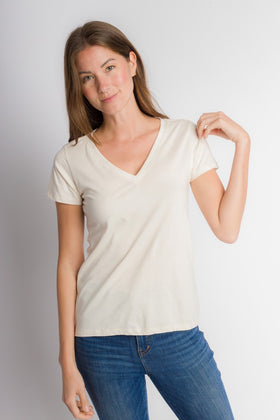 Vanessa Unbranded | Women's Anti-Stain Logo-less Deep V-neck T-Shirt