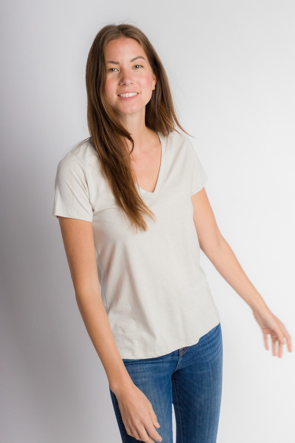 Vanessa Unbranded | Women's Anti-Stain Logo-less Deep V-neck T-Shirt