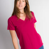 Scarlett | Women's Anti-Stain Linen Cotton Blend V-Neck T-Shirt