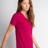 Scarlett | Women's Anti-Stain Linen Cotton Blend V-Neck T-Shirt