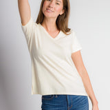 Scarlett | Women's Anti-Stain Linen Cotton Blend V-Neck T-Shirt