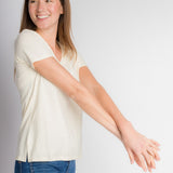 Scarlett | Women's Anti-Stain Linen Cotton Blend V-Neck T-Shirt