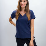 Scarlett | Women's Anti-Stain Linen Cotton Blend V-Neck T-Shirt