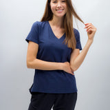 Scarlett | Women's Anti-Stain Linen Cotton Blend V-Neck T-Shirt