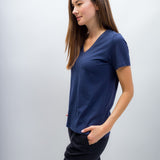 Scarlett | Women's Anti-Stain Linen Cotton Blend V-Neck T-Shirt