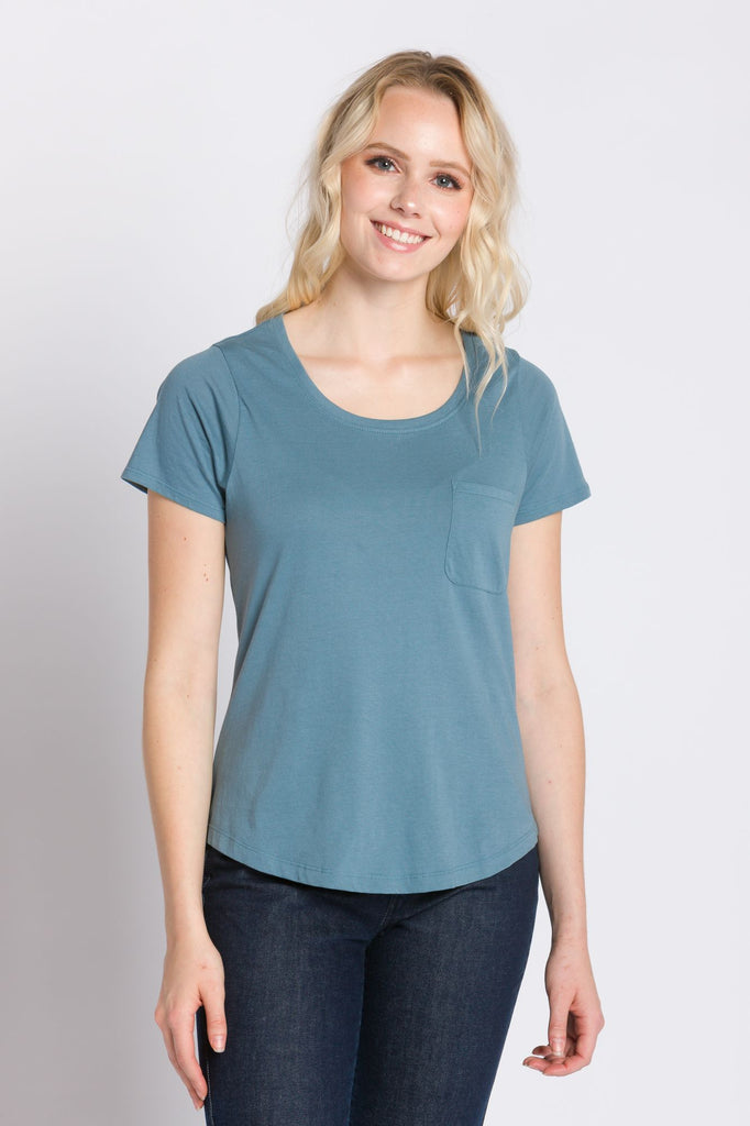 Polly | Women's Anti-Stain Dropped Neckline Tee – Ably Apparel