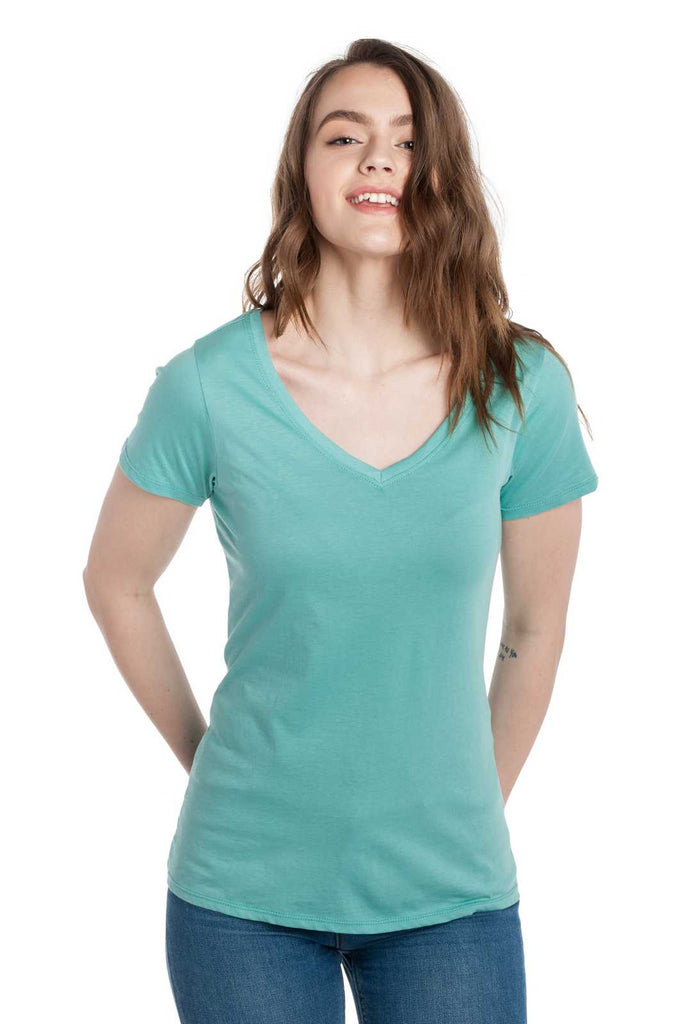 Vanessa Heavy Tee  Women's Anti-Stain Deep V-Neck T-Shirt – Ably Apparel