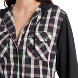 Avonlea | Women's Long Sleeve Button Up With Jersey Sleeves