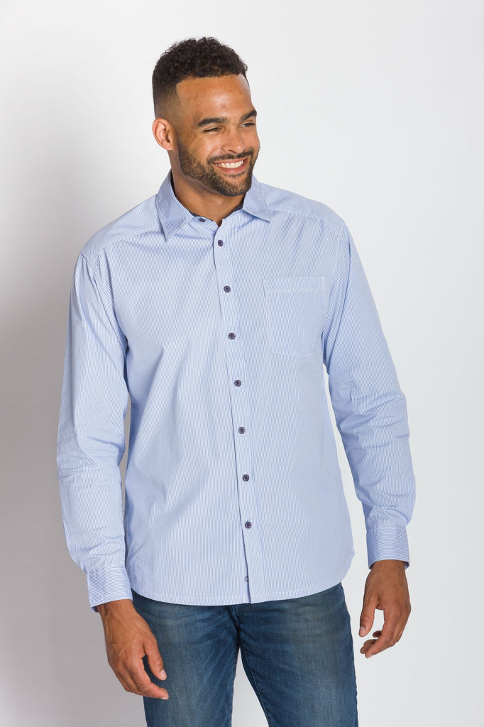 St Tropez | Men's Cotton Pinstripe Button Up Shirt