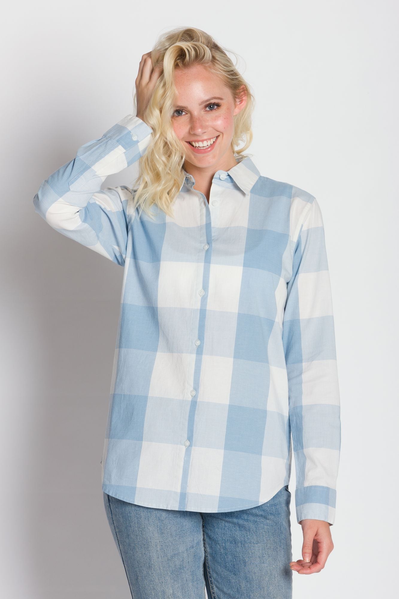 Julie | Women's Long Sleeve Plaid Button Up Shirt