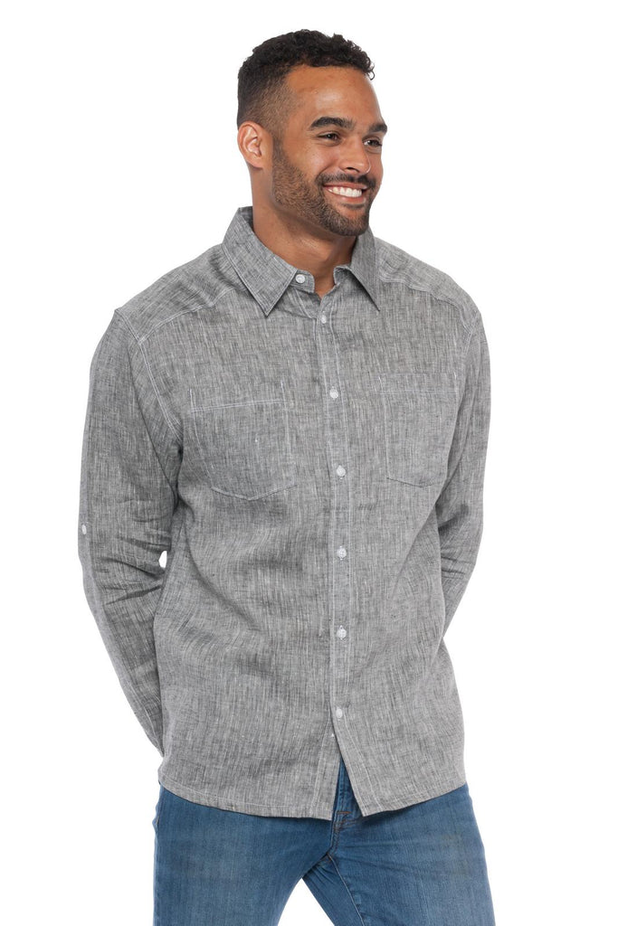 Logan  Men's Anti-Stain Linen Cotton Long Sleeve Button-Up Shirt – Ably  Apparel