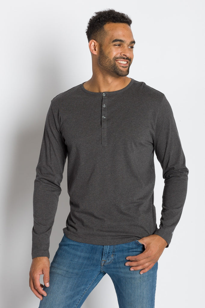 Men's 100% Cotton Casual Premium Long Sleeve 3-Button Henley Shirt at   Men’s Clothing store