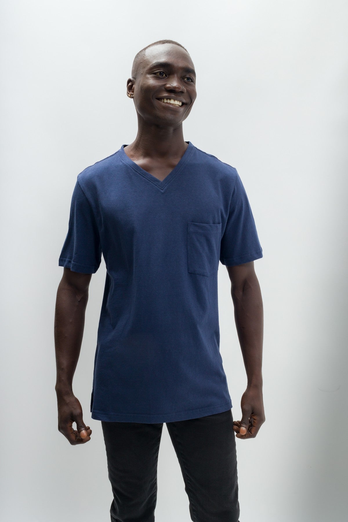 Oliver | Men's Anti-Stain Cotton Linen Blend V-Neck Pocket T-Shirt