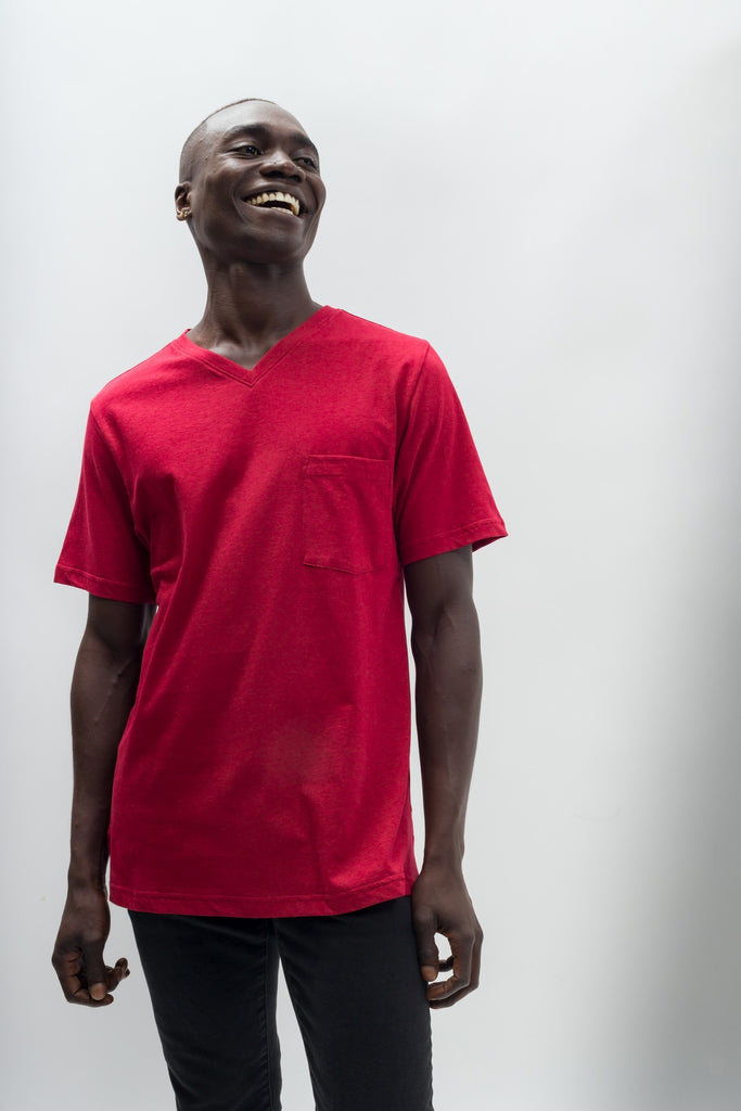 Oliver | Men\'s Anti-Stain Cotton Linen Blend V-Neck Pocket T-Shirt – Ably  Apparel