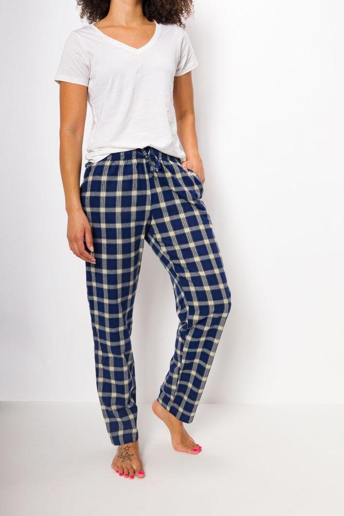 LANBAOSI Women Flannel Plaid Pajama Pants Relaxed Fit Casual Female Lounge  Pant Sleepwear Comfy Loose Cotton Pajama Bottoms with Pockets Size Large