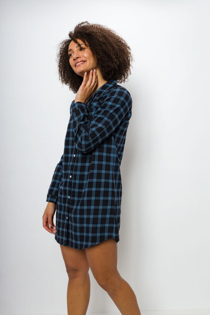 Angelina Women's Flannel Button Down Sleep Shirt Dress Pajama
