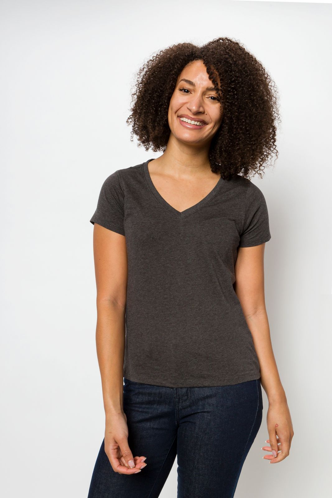 Vanessa Unbranded | Women's Anti-Stain Logo-less Deep V-neck T-Shirt