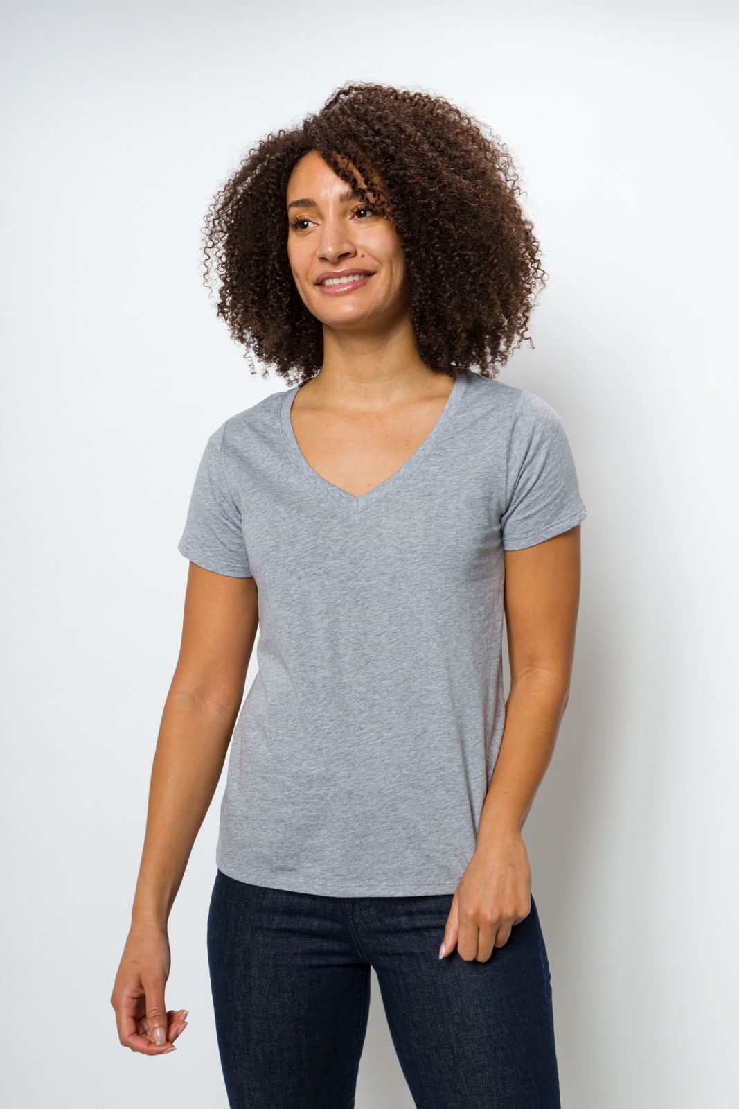 Vanessa Unbranded | Women's Anti-Stain Logo-less Deep V-neck T-Shirt