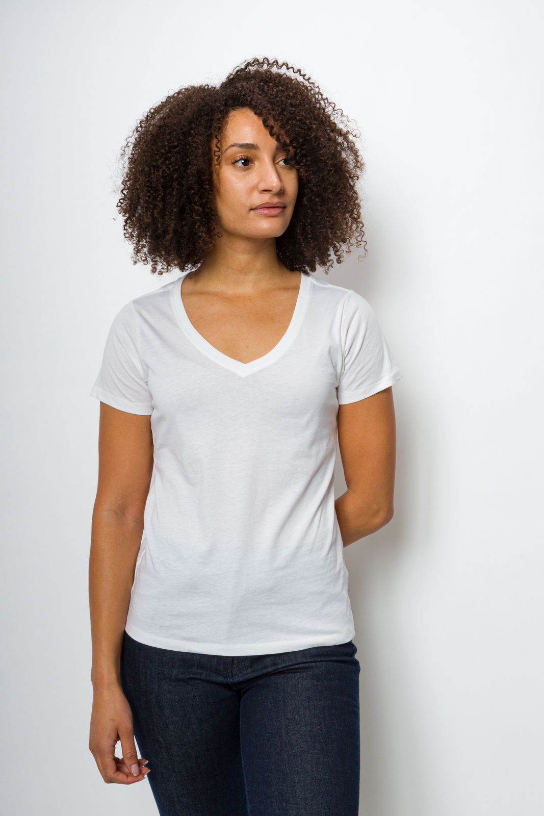 Vanessa Unbranded | Women's Anti-Stain Logo-less Deep V-neck T-Shirt