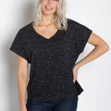 Daisy | Women's Short Sleeve Relaxed V-Neck Slub Knit Top