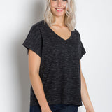 Daisy | Women's Short Sleeve Relaxed V-Neck Slub Knit Top