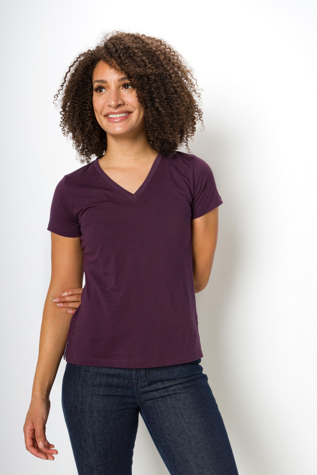 Vanessa Heavy Tee | Women's Anti-Stain Deep V-Neck T-Shirt
