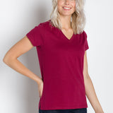 Vanessa Heavy Tee | Women's Anti-Stain Deep V-Neck T-Shirt