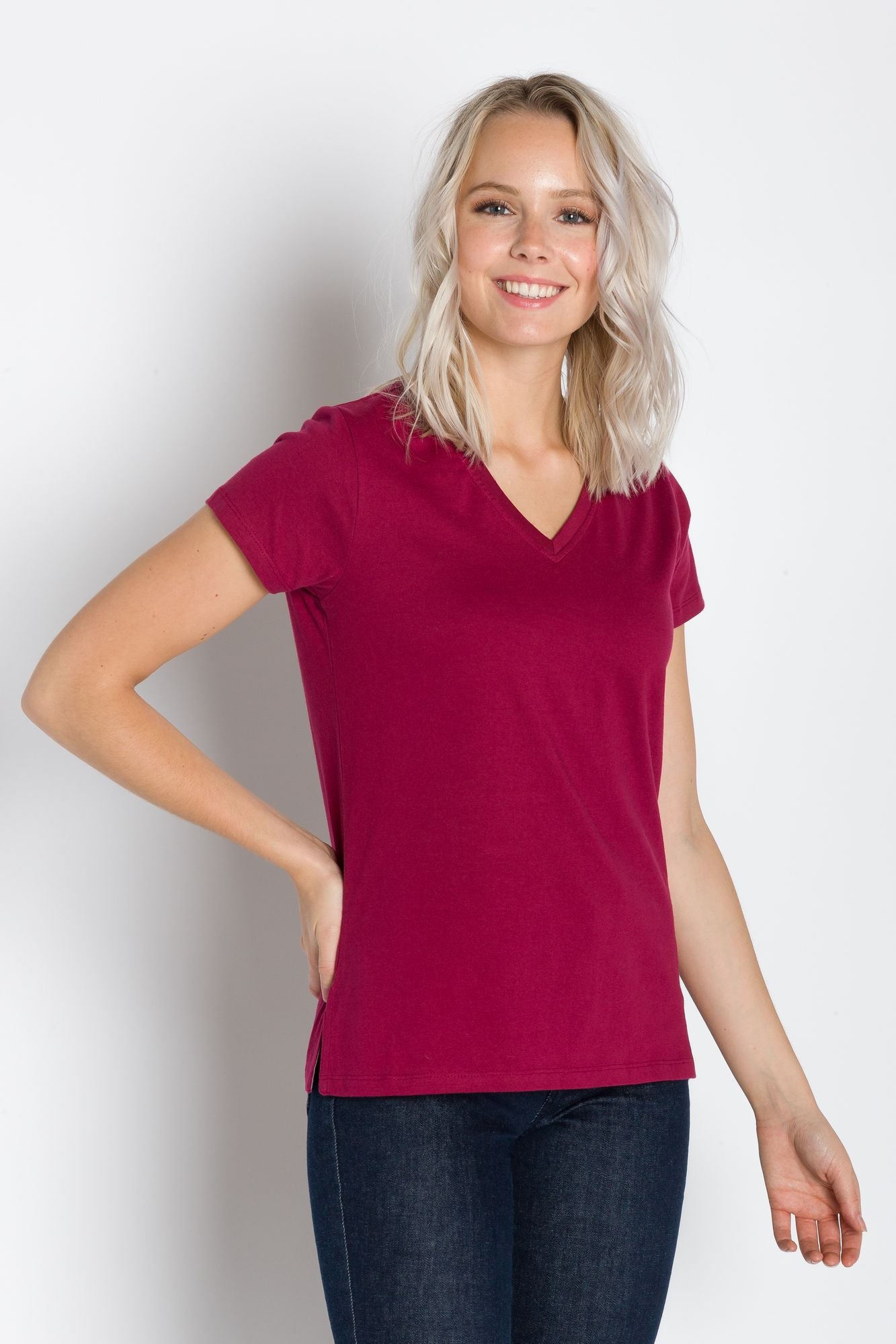 Vanessa Heavy Tee | Women's Anti-Stain Deep V-Neck T-Shirt