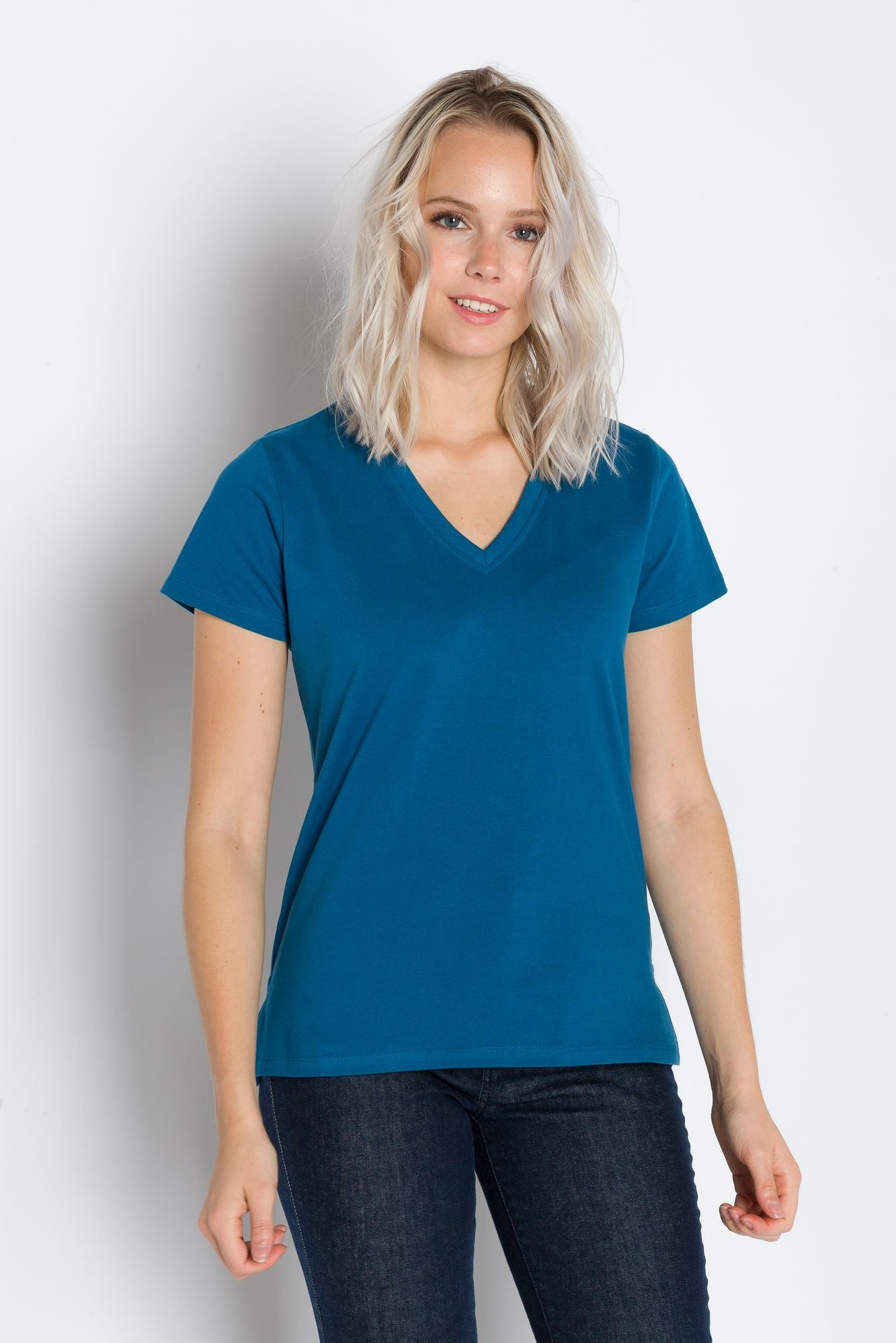 Vanessa Heavy Tee | Women's Anti-Stain Deep V-Neck T-Shirt