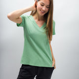 Scarlett | Women's Anti-Stain Linen Cotton Blend V-Neck T-Shirt