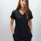 Scarlett | Women's Anti-Stain Linen Cotton Blend V-Neck T-Shirt