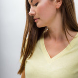 Scarlett | Women's Anti-Stain Linen Cotton Blend V-Neck T-Shirt