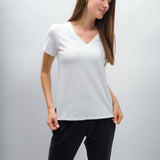 Scarlett | Women's Anti-Stain Linen Cotton Blend V-Neck T-Shirt