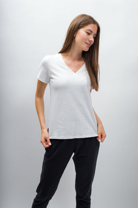 Scarlett | Women's Anti-Stain Linen Cotton Blend V-Neck T-Shirt