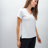 Scarlett | Women's Anti-Stain Linen Cotton Blend V-Neck T-Shirt