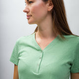 Natalie | Women's Anti-Stain Linen Cotton Blend Henley Top