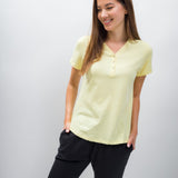 Natalie | Women's Anti-Stain Linen Cotton Blend Henley Top