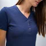 Natalie | Women's Anti-Stain Linen Cotton Blend Henley Top