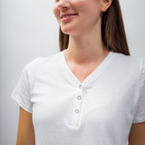 Natalie | Women's Anti-Stain Linen Cotton Blend Henley Top