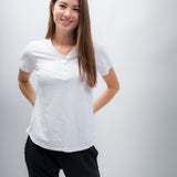 Natalie | Women's Anti-Stain Linen Cotton Blend Henley Top