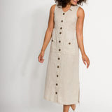 Melania | Women's Stain Resistant Linen Sleeveless Dress